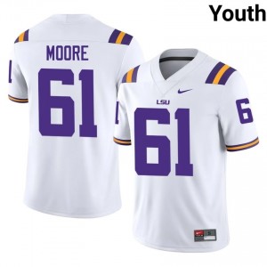 Braelin Moore #61 LSU Tigers White Youth Embroidery Jersey | Replica College Football Gear 1h83U774