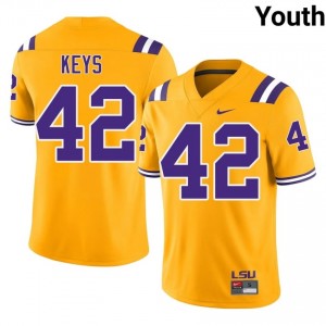 Davhon Keys #42 Geaux Tigers Gold Youth Moisture Wicking Jersey | Popular University Football Merchandise rV1SE627