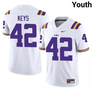 Davhon Keys #42 LSU Tigers White Youth Tackle Twill Jersey | Rare SEC Football Merch 8252H219