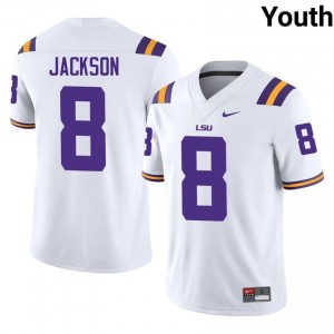 Ja'Keem Jackson #8 LSU Tigers White Youth Embroidery Jersey | Essential College Football Merch N66TV483