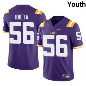 Jake Ibieta #56 LSU Purple Youth Stitch Jersey | Alumni High School Football Uniform 840kIC79