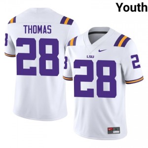 Jhase Thomas #28 LSU White Youth Performance Jersey | Alumni High School Football Wear 3u41MU15