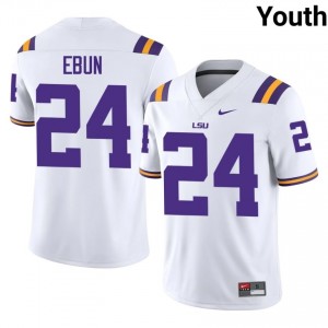 Joseph Ebun #24 LSU Tigers White Youth Embroidery Jersey | Officially Licensed College Football Merchandise Y313W827