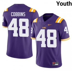 Kolaj Cobbins #48 LSU Tigers Purple Youth Breathable Jersey | Officially Licensed College Football Gear 1633AQ52