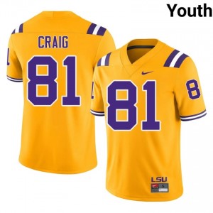Landon Craig #81 LSU Gold Youth Stitch Jersey | Highly Sought?After High School Football Uniform 77HW0646