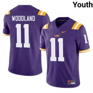 PJ Woodland #11 LSU Tigers Purple Youth Tackle Twill Jersey | Gameday SEC Football Wear 0fwKH497