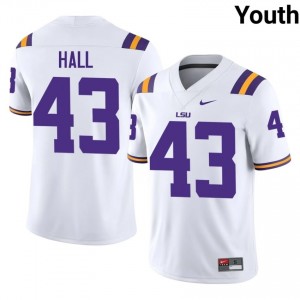 Silas Hall #43 Geaux Tigers White Youth Moisture Wicking Jersey | Exclusive University Football Apparel B3i58L84