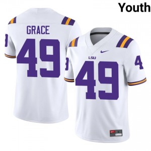 Theo Grace #49 Geaux Tigers White Youth Sewn Jersey | Standout University Football Wear cIr3xw55