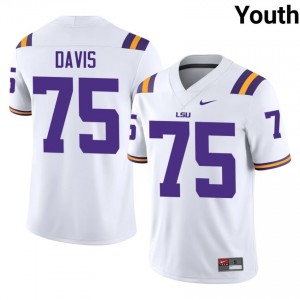 Weston Davis #75 LSU Tigers White Youth Breathable Jersey | Pro Cut College Football Merch Du4U3389