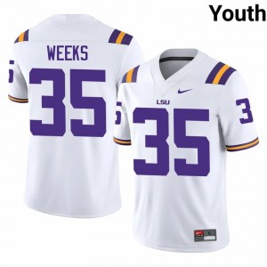 Zach Weeks #35 LSU White Youth Stitch Jersey | High-Quality High School Football Edition nU12TF43