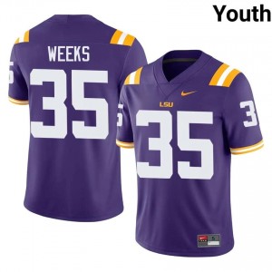Zach Weeks #35 Geaux Tigers Purple Youth Sewn Jersey | Tailored University Football Apparel 7m6KT394
