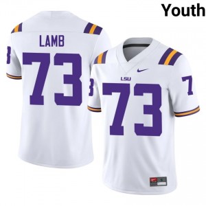 Adrian Lamb #73 Geaux Tigers White Youth Moisture Wicking Jersey | Replica University Football Merch 40CG7586