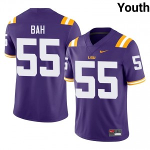 Aliou Bah #55 Fighting Tigers Purple Youth Lightweight Jersey | Genuine NCAA Football Edition Jh3Ha160