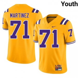 Brysten Martinez #71 Geaux Tigers Gold Youth Moisture Wicking Jersey | Iconic University Football Gear 8ASN4M20