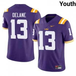 Faheem Delane #13 LSU Tigers Purple Youth Tackle Twill Jersey | Alumni SEC Football Gear 373pN553