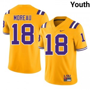 Foster Moreau #18 LSU Tigers Gold Youth Tackle Twill Jersey | Alumni SEC Football Edition 430SCr70