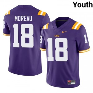 Foster Moreau #18 Fighting Tigers Purple Youth Stitched Jersey | Officially Licensed NCAA Football Uniform 40u6F765