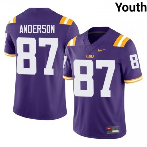 JC Anderson #87 LSU Tigers Purple Youth Embroidery Jersey | Pro-Grade College Football Wear 623G1584
