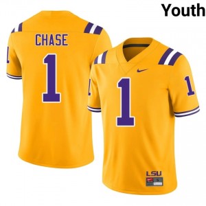 Ja'Marr Chase #1 LSU Tigers Gold Youth Breathable Jersey | Genuine College Football Uniform u8Lf1357