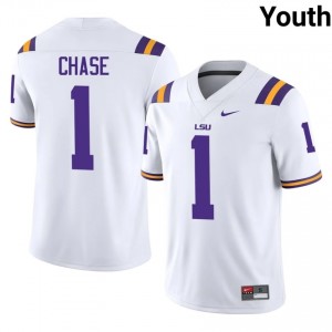 Ja'Marr Chase #1 Fighting Tigers White Youth Lightweight Jersey | Elite NCAA Football Gear I31Dd681