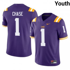 Ja'Marr Chase #1 LSU Purple Youth Performance Jersey | Licensed High School Football Wear 50w00q74