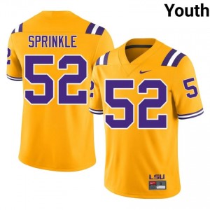 Ja'Quan Sprinkle #52 Fighting Tigers Gold Youth Lightweight Jersey | Popular NCAA Football Apparel us116483