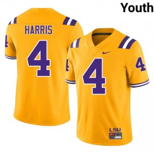 Jackson Harris #4 Geaux Tigers Gold Youth Sewn Jersey | Officially Licensed University Football Gear dhVrGd62