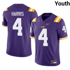Jackson Harris #4 LSU Tigers Purple Youth Breathable Jersey | Genuine College Football Merchandise r8BOi257