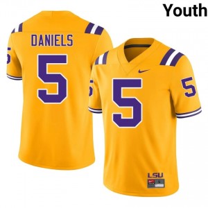 Jayden Daniels #5 LSU Gold Youth Performance Jersey | Gameday High School Football Wear e06r7267