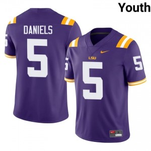 Jayden Daniels #5 LSU Tigers Purple Youth Tackle Twill Jersey | Authentic SEC Football Merch 24NY2494