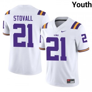 Jerry Stovall #21 LSU White Youth Stitch Jersey | Latest High School Football Gear H87M4228