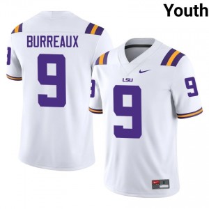 Joe Burrow Burreaux #9 Fighting Tigers White Youth Lightweight Jersey | Replica NCAA Football Uniform T478iV28
