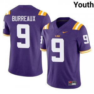 Joe Burrow Burreaux #9 LSU Purple Youth Performance Jersey | Authenticity High School Football Gear 745A1849