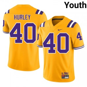 John Hurley #40 Geaux Tigers Gold Youth Sewn Jersey | Authentic University Football Wear M601XC71