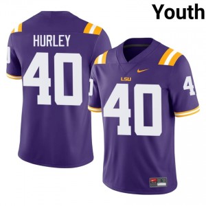 John Hurley #40 LSU Tigers Purple Youth Breathable Jersey | Elite Thread College Football Merch Cx017259