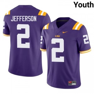 Justin Jefferson #2 LSU Tigers Purple Youth Breathable Jersey | Pro Cut College Football Apparel 31Ef5O74