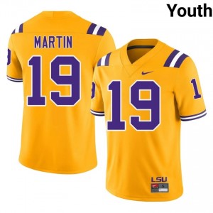 Kaden Martin #19 LSU Tigers Gold Youth Breathable Jersey | High-Quality College Football Merchandise Rb8H6A27