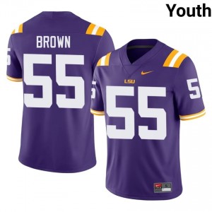 Lamar Brown #55 LSU Tigers Purple Youth Breathable Jersey | Popular College Football Uniform 5gS8Hh52