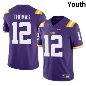Malachi Thomas #12 LSU Tigers Purple Youth Embroidery Jersey | Authentic College Football Apparel fT342x23