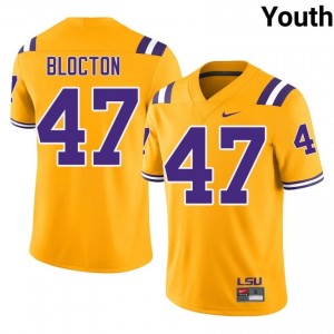 Malik Blocton #47 LSU Tigers Gold Youth Tackle Twill Jersey | Latest SEC Football Uniform 1507FE15