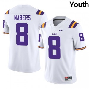 Malik Nabers #8 Fighting Tigers White Youth Stitched Jersey | Limited NCAA Football Merch D7s4M013