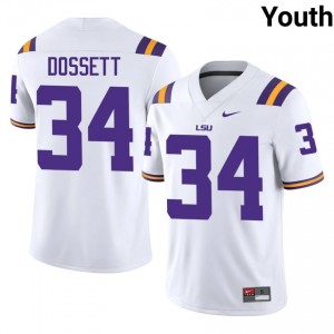 Mason Dossett #34 Fighting Tigers White Youth Lightweight Jersey | Authentic NCAA Football Merchandise cuBDrE38