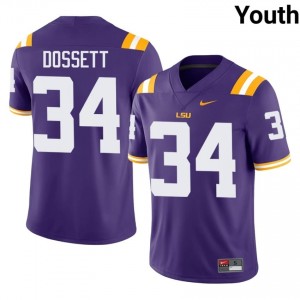 Mason Dossett #34 LSU Purple Youth Performance Jersey | Limited High School Football Merch 6XJ20C46