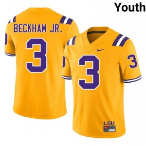 Odell Beckham Jr. #3 Fighting Tigers Gold Youth Stitched Jersey | Tailored NCAA Football Apparel 8Ypj1420