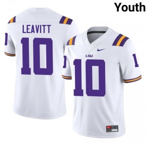 Sam Leavitt #10 Fighting Tigers White Youth Stitched Jersey | Fresh NCAA Football Gear 50UtA156