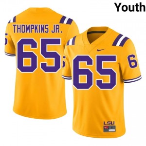 Sean Thompkins Jr. #65 Fighting Tigers Gold Youth Stitched Jersey | Alumni NCAA Football Wear K3G0C337