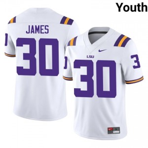 Treylan James #30 Geaux Tigers White Youth Moisture Wicking Jersey | Officially Licensed University Football Apparel 20oO4412