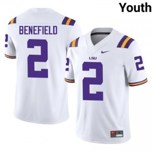Ty Benefield #2 LSU White Youth Performance Jersey | Elite High School Football Merchandise 328cD765