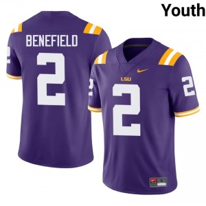 Ty Benefield #2 Geaux Tigers Purple Youth Moisture Wicking Jersey | Licensed University Football Merch im720h74