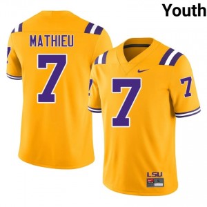 Tyrann Mathieu #7 Geaux Tigers Gold Youth Moisture Wicking Jersey | Highly Sought?After University Football Apparel 4wq2K113